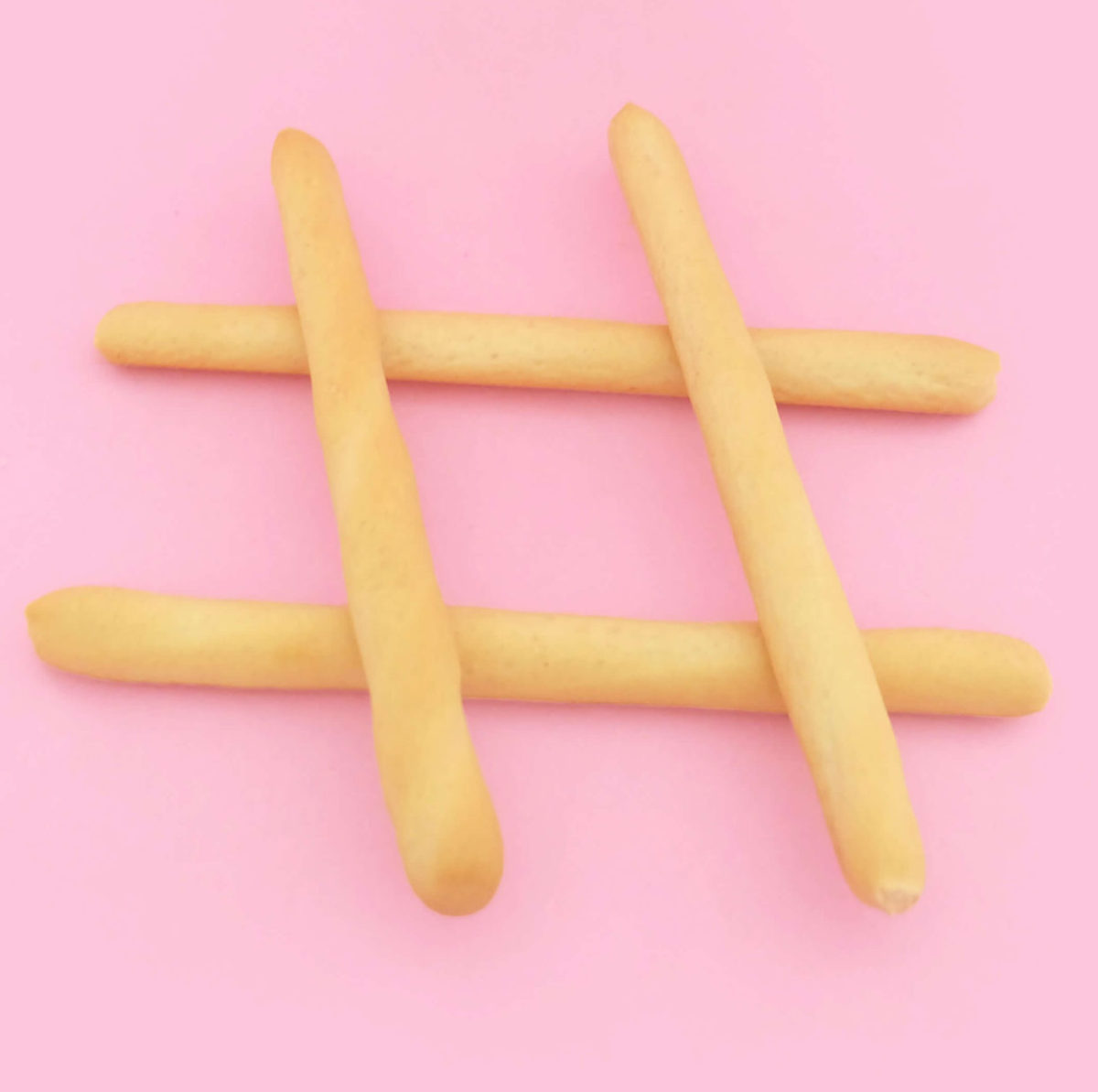 Hashtag made from bread sticks