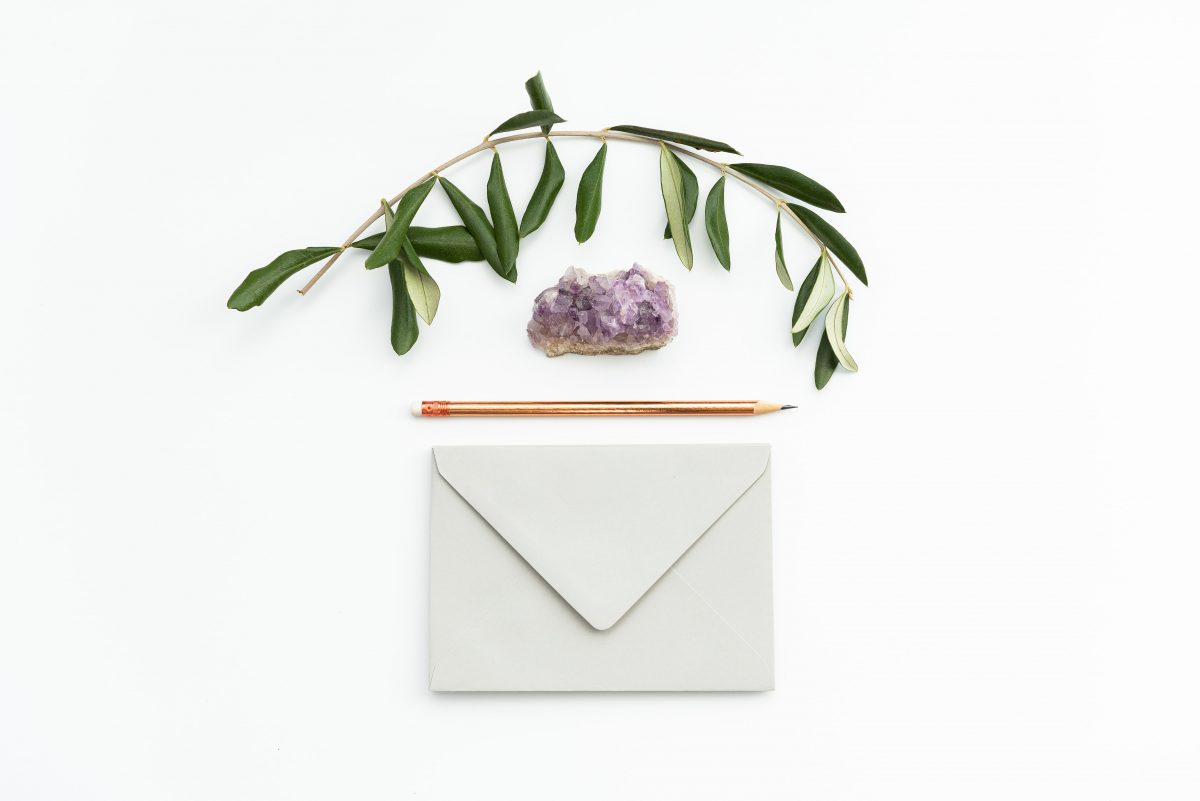 pen, envelope, crystal
